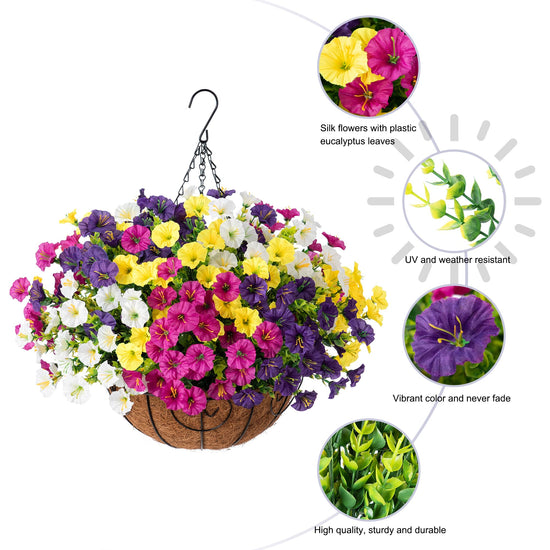 HyeFlora artificial plant - silk morning glory eucalyptus in planter for outdoors decor