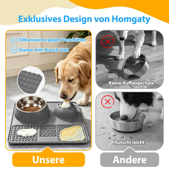Homgaty pet feeder — 3-in-1 lick bowl with anti-slip design and rolling ball