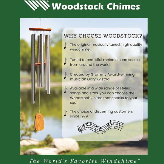 Woodstock wind chimes Zenergy hand chime — silver tuned for meditation and mindfulness