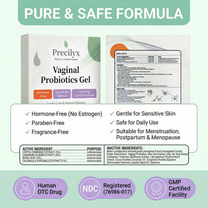 Precilyx Vaginal Probiotics Intimate Care Gel for Women with Boric Acid Odor Control,Itch Relief & pH Balance Hormone-Free | BV & Yeast Infection Care | Dryness Moisturizer,7 Pre-Filled Applicators