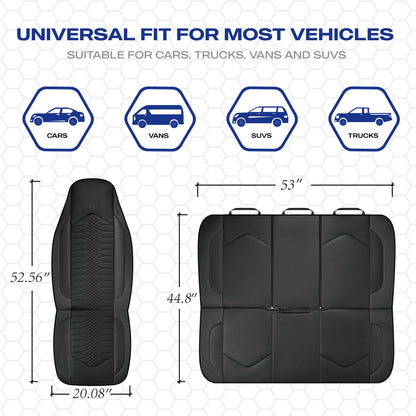 Skechers vehicle seat cover — leather high back, waterproof, airbag compatible, black