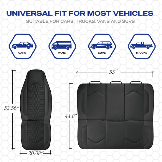 Skechers vehicle seat cover — leather high back, waterproof, airbag compatible, black
