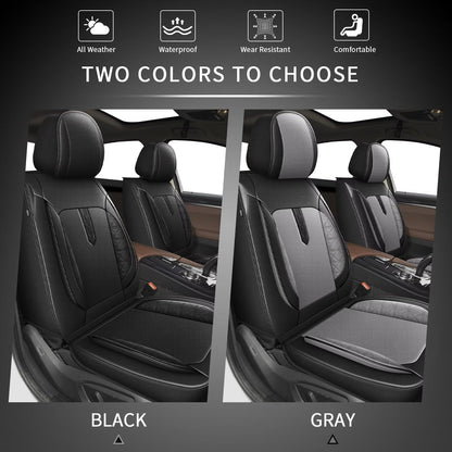 AOMSAZTO vehicle seat cover - Leather, waterproof, compatible with airbag, black and gray