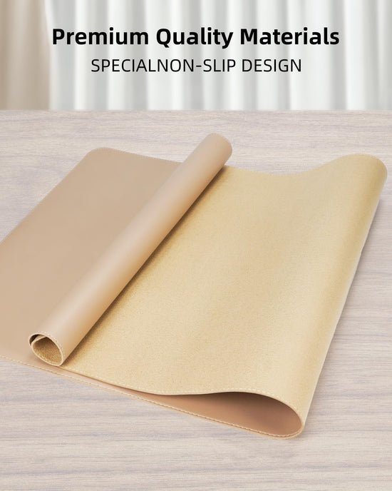 Leather desk pad - waterproof PU leather with non-slip design for office and home