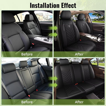 Vehicle seat cover — Waterproof leather for Hyundai Genesis 2009-2016, 5 seats, black