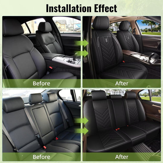 Vehicle seat cover — Waterproof leather for Hyundai Genesis 2009-2016, 5 seats, black