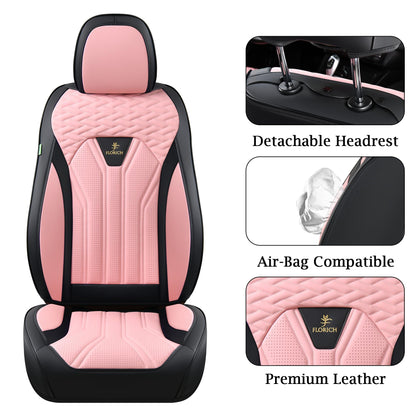 FLORICH automotive front seat covers - waterproof pink and black leather seat covers 2 packFLORICH automotive front seat covers - waterproof pink and black leather covers 2 pack