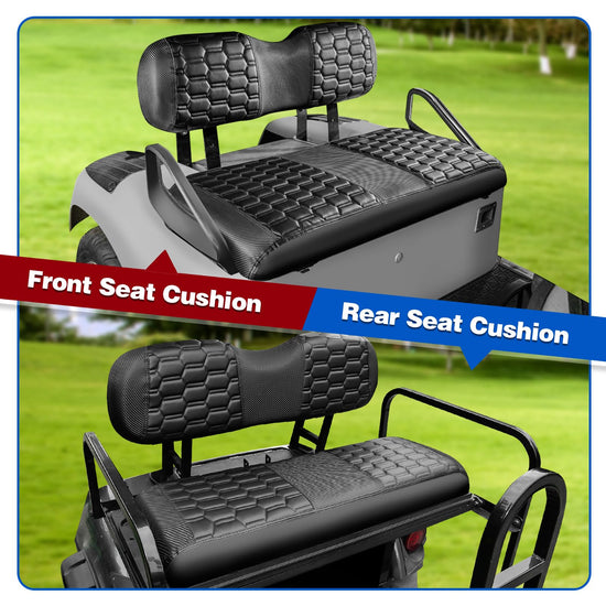 NOKINS Golf Cart Seat Covers - Hexagon carbon fiber style for EZGO TXT/RXV