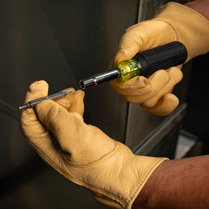 Klein Tools 11-in-1 screwdriver with cushion grip handle and bits set