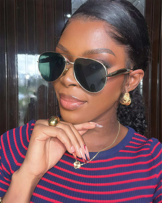 GUVIVI aviator sunglasses — retro gold oversized design for men and women
