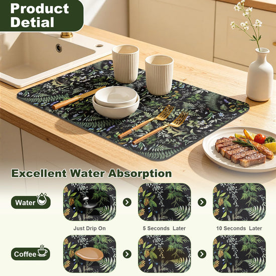 LOKHOM dish drying mat — highly absorbent and quick drying design.
