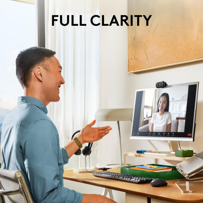 Logitech Brio webcam — Full HD 1080p with built-in mic and shutter