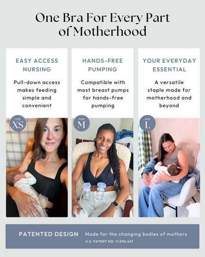 Larken Hands Free Pumping Bra for Breastfeeding | Breast Pump - Maternity Bras for Pregnancy, Pumping & Nursing Bra in One Black (L)
