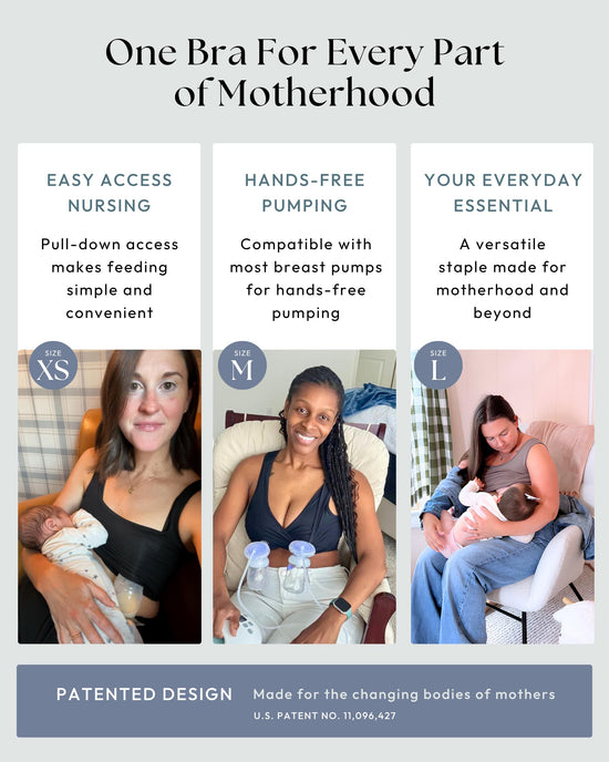 Larken Hands Free Pumping Bra for Breastfeeding | Breast Pump - Maternity Bras for Pregnancy, Pumping & Nursing Bra in One Black (L)