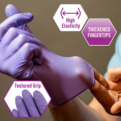 MedPride protective gloves — powder-free nitrile exam gloves in iris blue, medium, box of 100