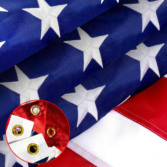 American Flag 2X3 Ft, Multipurpose Heavy Duty US Flag, 4 Brass Grommets, Handmade Embroidered Stars & Sewn Stripes, UV Resistant Outdoor Flag, Indoor Wall Hanging for Bedroom, Patio, Porch