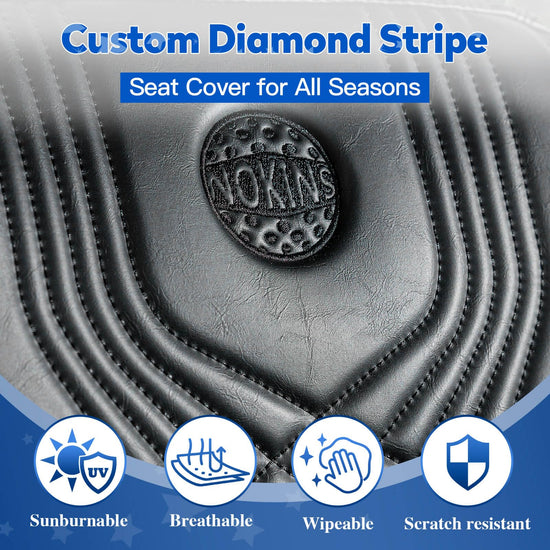 NOKINS golf cart seat covers — gradient diamond black and black design