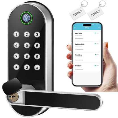 Lock — Fingerprint access with keypad and remote control for home and rentals