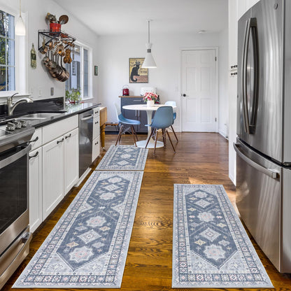 HEBE boho kitchen rug set — washable non-slip mats and runner for home decor