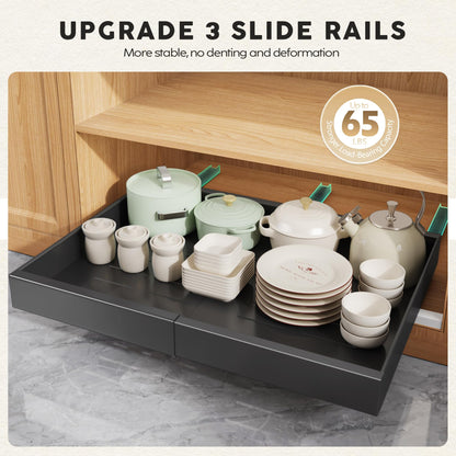 Seinloes pull out cabinet organizer - Adhesive slide out drawer for kitchen storage racks