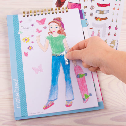 Make It Real fashion design sketchbook — city style coloring book for girls
