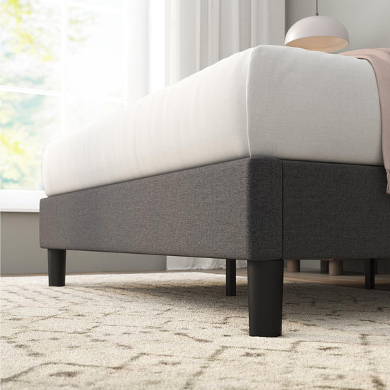 ZINUS Curtis bed frame — Upholstered design with wood slat support