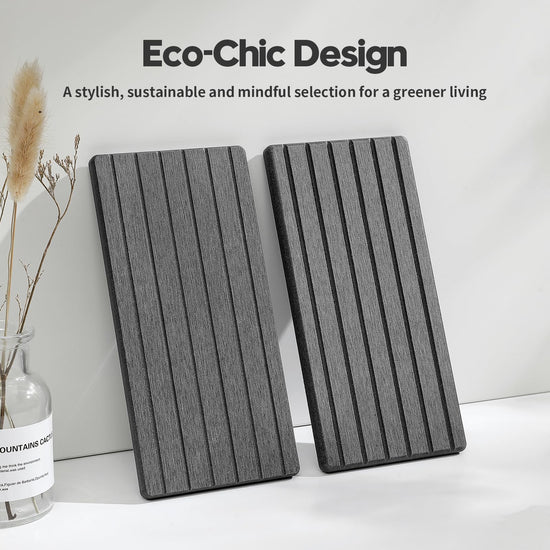 Razborci 2PCS Diatomite Water Absorbing Stone Drying Tray Mat for Bathroom & Kitchen Counter, Instant Dry Drink Bar Coaster, Vanity Sink Caddy Organizer, Dish Soap Sponge Holder, Dark Gray, 8"x3.8"