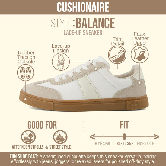CUSHIONAIRE Balance women's sneakers — memory foam and slip resistant outsole
