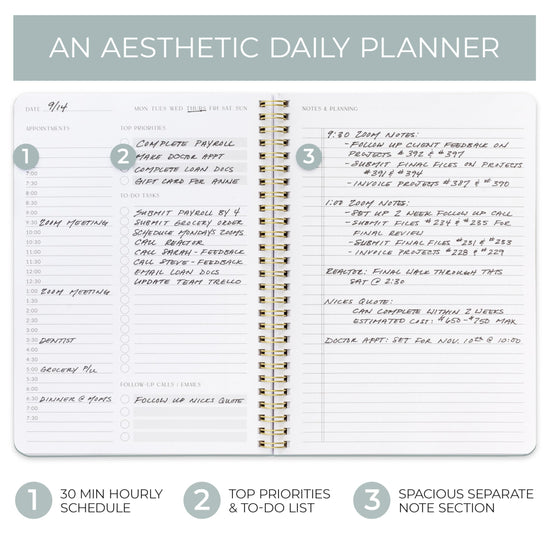 Planner — Undated daily journal for organizing tasks and boosting productivity