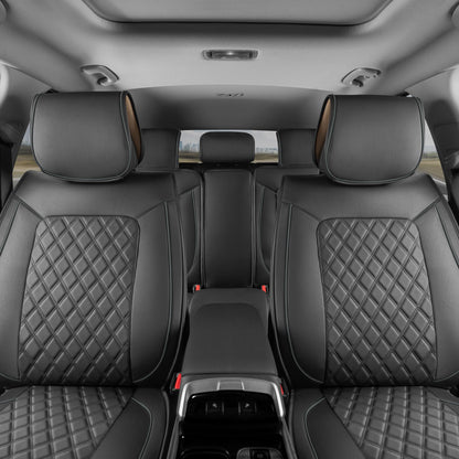 Vehicle seat cover — MotorBox prestige edition leather seat cover set in black and gray