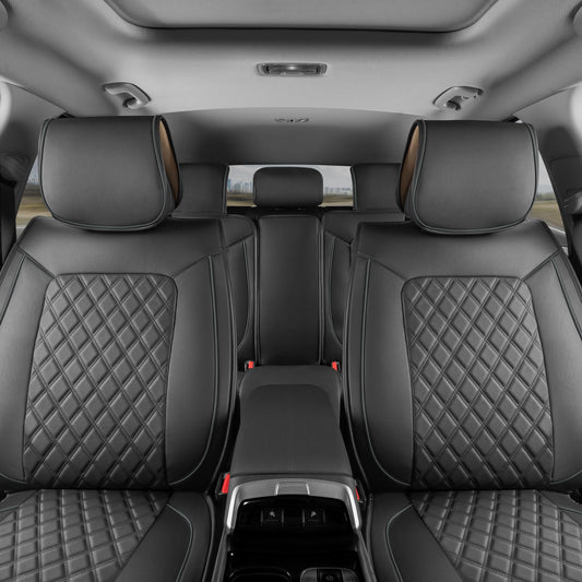 Vehicle seat cover — MotorBox prestige edition leather seat cover set in black and gray