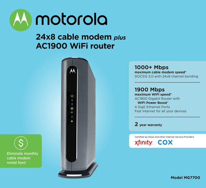Motorola networking router — Cable modem with built in gigabit WiFi combo