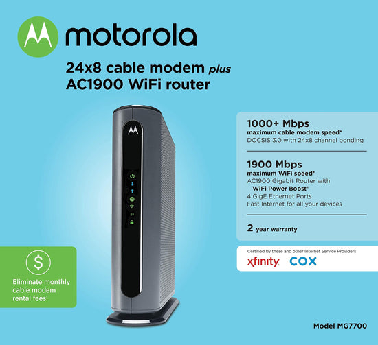Motorola networking router — Cable modem with built in gigabit WiFi combo