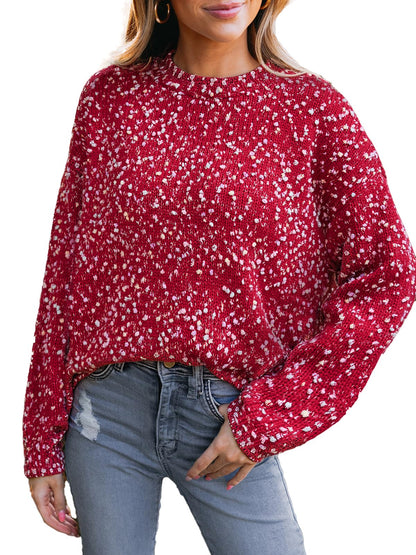 CUPSHE women's sweater — rainbow pom long sleeve ribbed knit pullover top