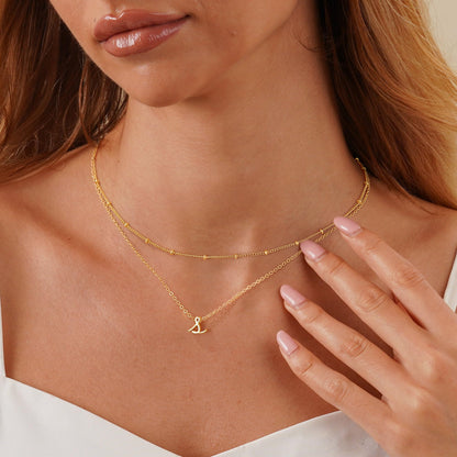 Yoosteel necklace — 14K gold-plated initial layering necklace for women and teens