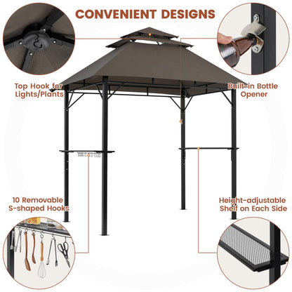 Yaheetech freestanding shelter — 3-tier outdoor BBQ gazebo with adjustable shelves and hooks