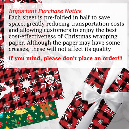 OHOME gift wrap — jumbo Christmas wrapping paper in red, green and white