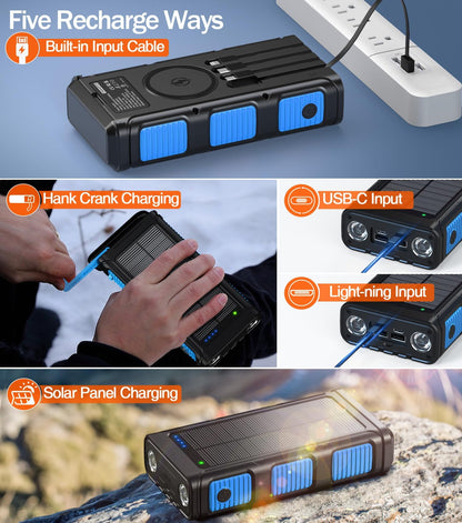 GOODaaa power bank — 45800mAh with built-in hand crank and solar charging