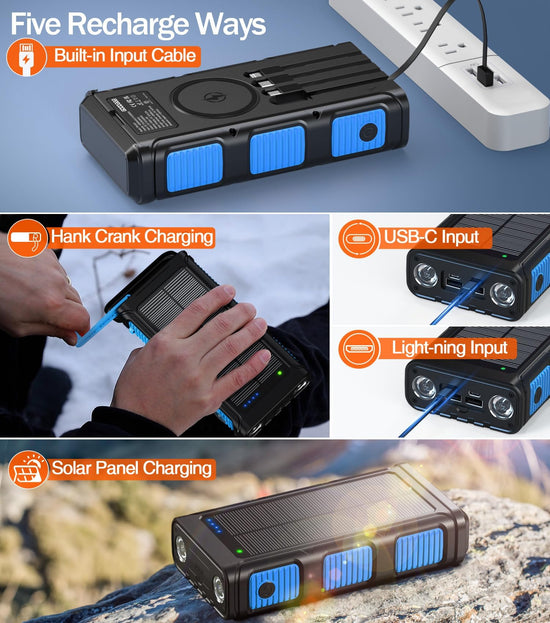 GOODaaa power bank — 45800mAh with built-in hand crank and solar charging