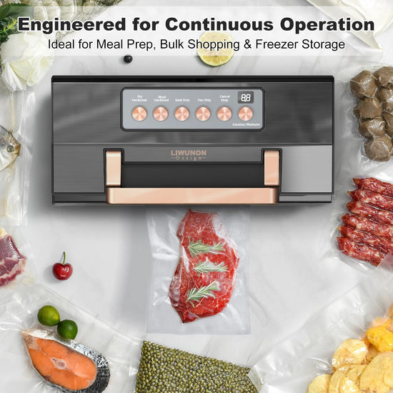 Vacuum sealer machine — Fully automatic with built-in cutter and bags storage