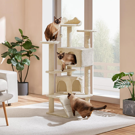 Yaheetech cat tree tower with scratch post for kittens and small pets.