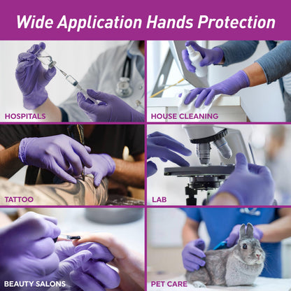 MedPride protective gloves — powder-free nitrile exam gloves in iris blue, medium, box of 100