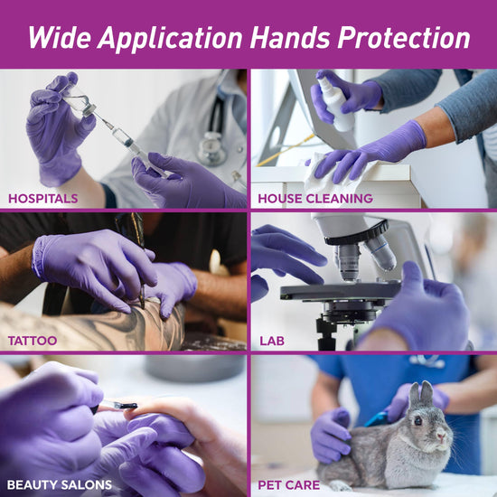 MedPride protective gloves — powder-free nitrile exam gloves in iris blue, medium, box of 100
