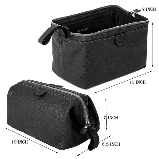 KomalC cosmetic case — premium buffalo leather with water resistant lining