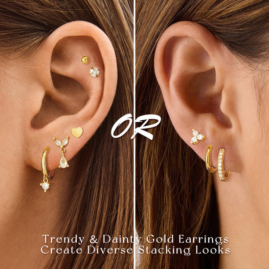 Adoyi gold hoop earrings set with twisted huggie design for women