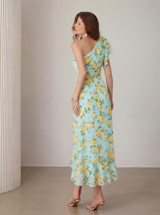Grace Karin dress — One shoulder floral flowy maxi sundress for weddings