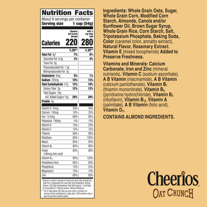 Breakfast cereal — Cheerios oat crunch almond flavor