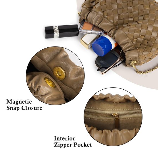 Joryin woven crossbody bag and evening purse, trendy dumpling clutch and hobo cloud shoulder bag