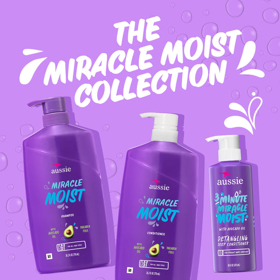 Aussie Miracle Moist shampoo and conditioner — paraben-free with avocado and jojoba oil