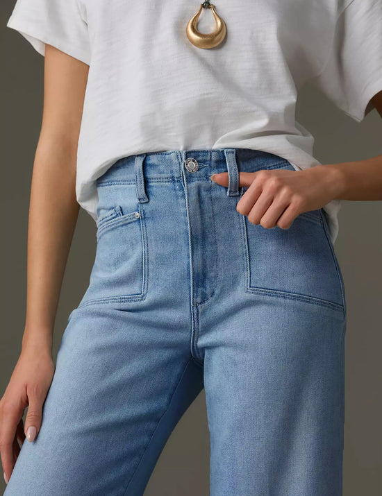 PHISOCKAT high waisted wide leg jeans - stretchy baggy denim pants with pocketsPHISOCKAT high waisted wide leg pants - stretchy baggy denim with pockets